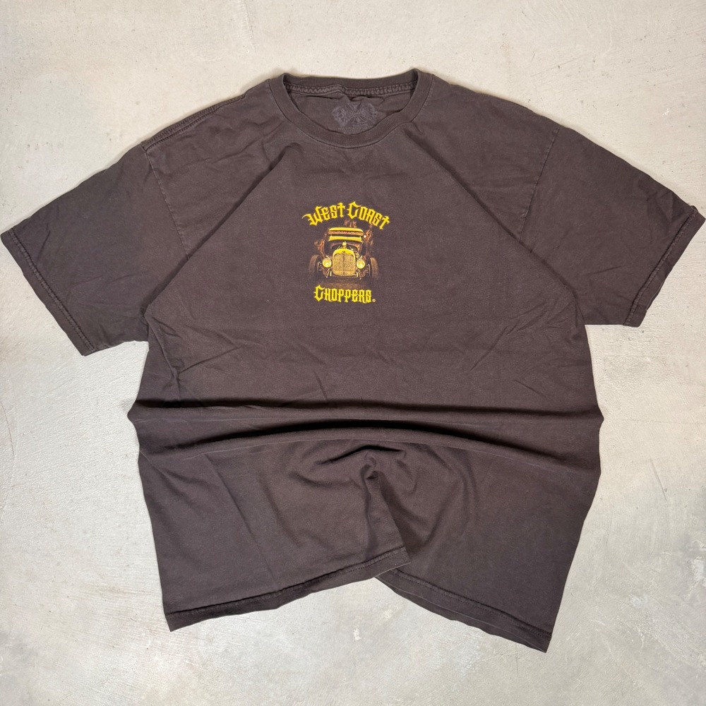 West Coast Choppers Original Outlaw Hot Rod Graphic T-Shirt Mens L Faded Black